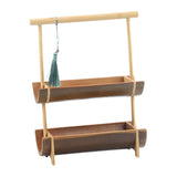Maxbell Bamboo Portable Holder Vintage Serving Platter for Countertop Dining Kitchen 2 tier