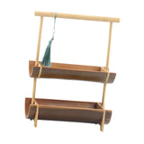 Maxbell Bamboo Portable Holder Vintage Serving Platter for Countertop Dining Kitchen 2 tier