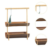 Maxbell Bamboo Portable Holder Vintage Serving Platter for Countertop Dining Kitchen 2 tier
