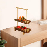 Maxbell Bamboo Portable Holder Vintage Serving Platter for Countertop Dining Kitchen 2 tier