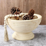 Maxbell Decorative Bowl Rustic Wooden Pedestal Bowl for Wedding Parties Coffee Table