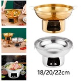 Maxbell Double Handled Lidless Thai Hot Pot Shabu Hot Pot for Hiking Kitchen Outdoor Silver S