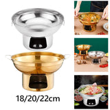 Maxbell Double Handled Lidless Thai Hot Pot Shabu Hot Pot for Hiking Kitchen Outdoor Silver S