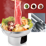 Maxbell Double Handled Lidless Thai Hot Pot Shabu Hot Pot for Hiking Kitchen Outdoor Silver L