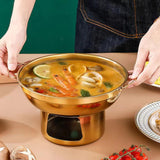 Maxbell Double Handled Lidless Thai Hot Pot Shabu Hot Pot for Hiking Kitchen Outdoor Gold S