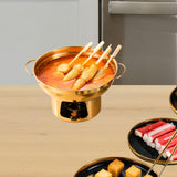 Maxbell Double Handled Lidless Thai Hot Pot Shabu Hot Pot for Hiking Kitchen Outdoor Gold S