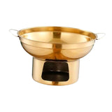 Maxbell Double Handled Lidless Thai Hot Pot Shabu Hot Pot for Hiking Kitchen Outdoor Gold L