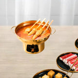 Maxbell Double Handled Lidless Thai Hot Pot Shabu Hot Pot for Hiking Kitchen Outdoor Gold L