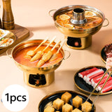 Maxbell Double Handled Lidless Thai Hot Pot Shabu Hot Pot for Hiking Kitchen Outdoor Gold L