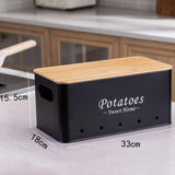 Maxbell 3 Pieces Potato Onion Storage Bin Sturdy for Kitchen Counter Farmhouse Decor black