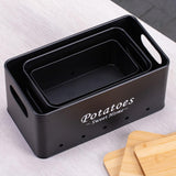 Maxbell 3 Pieces Potato Onion Storage Bin Sturdy for Kitchen Counter Farmhouse Decor black