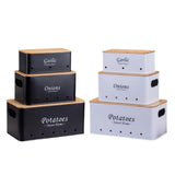 Maxbell 3 Pieces Potato Onion Storage Bin Sturdy for Kitchen Counter Farmhouse Decor black