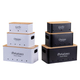 Maxbell 3 Pieces Potato Onion Storage Bin Sturdy for Kitchen Counter Farmhouse Decor black
