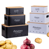 Maxbell 3 Pieces Potato Onion Storage Bin Sturdy for Kitchen Counter Farmhouse Decor black