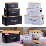 Maxbell 3 Pieces Potato Onion Storage Bin Sturdy for Kitchen Counter Farmhouse Decor black