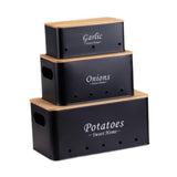 Maxbell 3 Pieces Potato Onion Storage Bin Sturdy for Kitchen Counter Farmhouse Decor black
