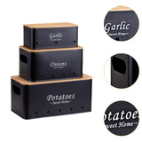 Maxbell 3 Pieces Potato Onion Storage Bin Sturdy for Kitchen Counter Farmhouse Decor black