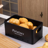 Maxbell 3 Pieces Potato Onion Storage Bin Sturdy for Kitchen Counter Farmhouse Decor black