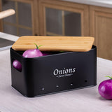 Maxbell 3 Pieces Potato Onion Storage Bin Sturdy for Kitchen Counter Farmhouse Decor black