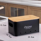 Maxbell 3 Pieces Potato Onion Storage Bin Sturdy for Kitchen Counter Farmhouse Decor black