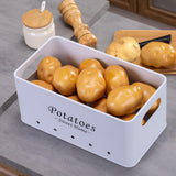 Maxbell 3 Pieces Potato Onion Storage Bin Sturdy for Kitchen Counter Farmhouse Decor white