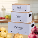 Maxbell 3 Pieces Potato Onion Storage Bin Sturdy for Kitchen Counter Farmhouse Decor white