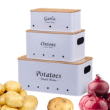 Maxbell 3 Pieces Potato Onion Storage Bin Sturdy for Kitchen Counter Farmhouse Decor white