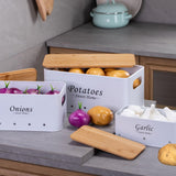 Maxbell 3 Pieces Potato Onion Storage Bin Sturdy for Kitchen Counter Farmhouse Decor white