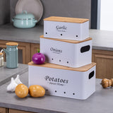 Maxbell 3 Pieces Potato Onion Storage Bin Sturdy for Kitchen Counter Farmhouse Decor white