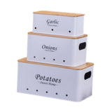 Maxbell 3 Pieces Potato Onion Storage Bin Sturdy for Kitchen Counter Farmhouse Decor white