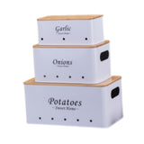 Maxbell 3 Pieces Potato Onion Storage Bin Sturdy for Kitchen Counter Farmhouse Decor white