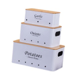Maxbell 3 Pieces Potato Onion Storage Bin Sturdy for Kitchen Counter Farmhouse Decor white