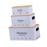 Maxbell 3 Pieces Potato Onion Storage Bin Sturdy for Kitchen Counter Farmhouse Decor white