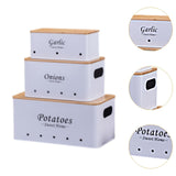 Maxbell 3 Pieces Potato Onion Storage Bin Sturdy for Kitchen Counter Farmhouse Decor white