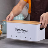 Maxbell 3 Pieces Potato Onion Storage Bin Sturdy for Kitchen Counter Farmhouse Decor white
