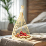 Maxbell Handmade Bamboo Woven Tray Decorative Serving Tray for Office Bathroom Party L wood