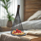 Maxbell Handmade Bamboo Woven Tray Decorative Serving Tray for Office Bathroom Party S dark wood