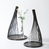Maxbell Handmade Bamboo Woven Tray Decorative Serving Tray for Office Bathroom Party L  dark wood