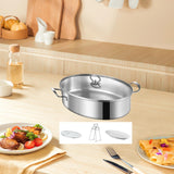 Maxbell Fish Steaming Pot with Cover Oval Cookware for Eggs Vegetables Coarse Grains with Ceramic Plate