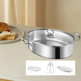 Maxbell Fish Steaming Pot with Cover Oval Cookware for Eggs Vegetables Coarse Grains with Ceramic Plate