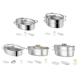 Maxbell Fish Steaming Pot with Cover Oval Cookware for Eggs Vegetables Coarse Grains with Ceramic Plate