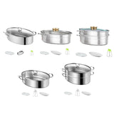 Maxbell Fish Steaming Pot with Cover Oval Cookware for Eggs Vegetables Coarse Grains with Ceramic Plate