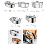 Maxbell Fish Steaming Pot with Cover Oval Cookware for Eggs Vegetables Coarse Grains with Ceramic Plate