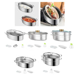 Maxbell Fish Steaming Pot with Cover Oval Cookware for Eggs Vegetables Coarse Grains with Ceramic Plate