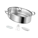 Maxbell Fish Steaming Pot with Cover Oval Cookware for Eggs Vegetables Coarse Grains with Ceramic Plate