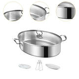 Maxbell Fish Steaming Pot with Cover Oval Cookware for Eggs Vegetables Coarse Grains with Ceramic Plate
