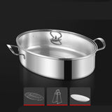 Maxbell Fish Steaming Pot with Cover Oval Cookware for Eggs Vegetables Coarse Grains with Ceramic Plate