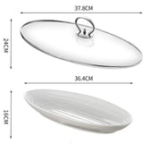 Maxbell Fish Steaming Pot with Cover Oval Cookware for Eggs Vegetables Coarse Grains with Ceramic Plate