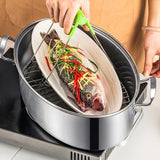 Maxbell Fish Steaming Pot with Cover Oval Cookware for Eggs Vegetables Coarse Grains Double Layer
