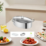 Maxbell Fish Steaming Pot with Cover Oval Cookware for Eggs Vegetables Coarse Grains with Steel Plate